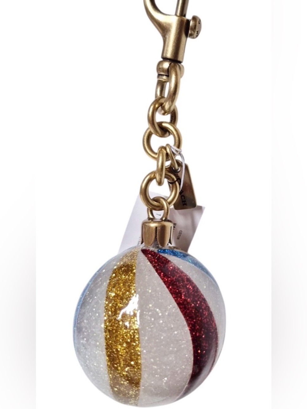 Coach Ornament Bag Charm in Striped Multicolor - NWT - Picture 5 of 6